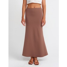 Dilvin 80362 Yüksek Bel Maxi Etek-S.kahve