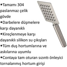 Ahlez Paslanmaz 304 Çelik Duş Başlığı - Darbeye Düşmeye Kırılmaya Dayanır -Kirece Karşı Dirençli