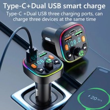 Deppo Trend Bluetooth Araç Kiti Araç Fm Transmitter USB Type-C Sd Kart Mp3 Pd Flash Için Uygun Çakmaklık Girişli