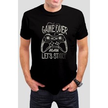 Game Over Baskılı Siyah Tişört C803