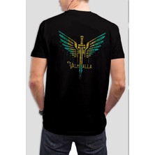 Valhalla Baskılı Siyah Tişört C812
