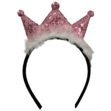 Kidspartim Pullu Tüylü Kraliçe Taç Pembe