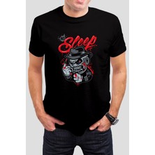 Sleep Baskılı Siyah Tişört C819