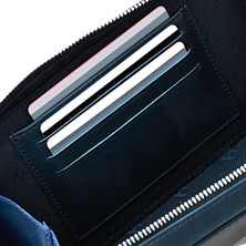 Helmbrook London Carlyle Uniseks Lacivert Deri Ön Cepli Bileklikli Fermuarlı Rfid Korumalı Çanta