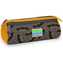 Coral High Kids Koyu Gri Hardal Yarasa Desenli Üç Bölmeli Kalem Çantası 22021