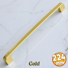 Badem10 Gölcük Oval (224 mm - 22.4 cm) Gold Metal Mobilya Mutfak Çekmece Dolap Dolabı Kapak Kulbu Kulpu Kulpları