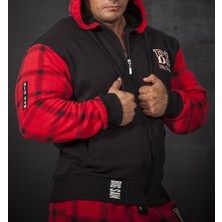 Big Sam Kırmızı Ekoseli Kapşonlu Eşofman Üstü Big Sam 3587