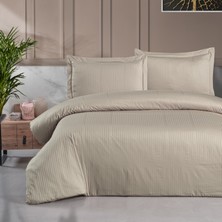 Schafer Shine Çizgili Pamuk Saten Çift Kişilik Nevresim Takımı-4 Parça