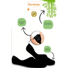 Harmony Collection Kadın Siyah Bambu Babet 6'lı Özel Kutulu Çorap Seti Burun Dikişsiz ve Silikonlu Kaydırmaz Topuk