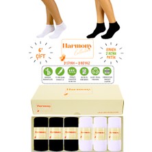 Harmony Collection Erkek Bambu Patik 3 Siyah-3 Beyaz Patik 6'lı Özel Kutulu Çorap Seti | Burun Dikişsiz, Premium Socks