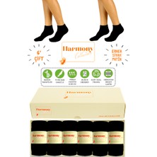 Harmony Collection Erkek Siyah Bambu Patik 6'lı Özel Kutulu Patik Çorap Seti | Burun Dikişsiz, Premium Socks