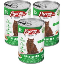 Energy Somonlu Kısırlaştırılmış Yaş Konserve Kedi Maması 400 gr 3 Adet