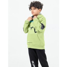 Dmb Boys & Girls Desenli Kapüşonlu Kışlık Erkek Çocuk Şardonlu Sweat