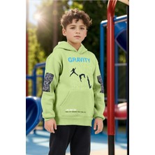 Dmb Boys & Girls Desenli Kapüşonlu Kışlık Erkek Çocuk Şardonlu Sweat