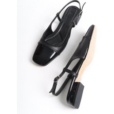 Modabuymus Gresco Siyah Babet Kısa Topuklu Günlük Ayakkabı