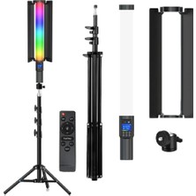 The Wlue Şarjlı 50 cm Rgb Stick 114 LED Işık 2.1 M Tripodlu Kumandalı Profesyonel Selfie Fotoğraf Sahne Işığı