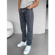 Abluka Online Slim Fit Dar Paça Yıkamalı Basic Jean Gri