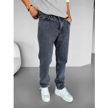 Abluka Online Slim Fit Dar Paça Yıkamalı Basic Jean Gri