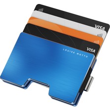 Louise Motto - Cardx - Detroit - Yeni Nesil Alüminyum Cüzdan & Kartlık - Rfid, Çıkarılabilir Klips Unisex(Mavi)