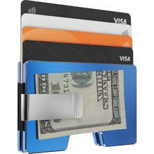 Louise Motto - Cardx - Detroit - Yeni Nesil Alüminyum Cüzdan & Kartlık - Rfid, Çıkarılabilir Klips Unisex(Mavi)