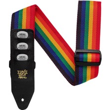 7Nota Ernıe Ball P04188 Gitar Askısı Pena Yuvalı Pickholder Strap Rainbow