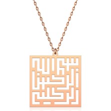 İndigo Takı Sade Kufi Besmele Rose Gümüş Kolye