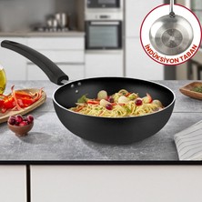 Evren 26 cm Maestro Indüksiyonlu Wok Tava, Horeca Indüksiyon Tabanlı Wok Tava (Bakalit Kulp)