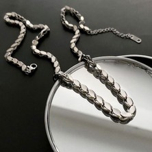 Chavin Gri Parlak 316 L Çelik Halep Zincir Bayan Kolye EV05BY