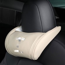 Wenchang Shop C Kırmızı Mektup Beyaz Stili Tesla Model 3 Model S x Model Y Q Araba Koltuk Başlık Boyun Yastığı Yastık Boyun Başlık 1 Adet (Yurt Dışından)