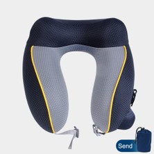 Wenchang Shop C Siyah Gri Tarzı Jınserta Otomatik Şişmeli U-Şekilli Seyahat Boyun Yastığı Araba Hava Şişirilebilir Başlık Katlanabilir Taşınabilir Boyun Yastığı Pillow (Yurt Dışından)
