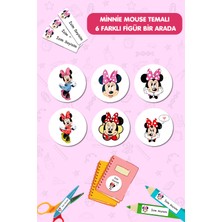 Burak Baskı Tasarım Minnie Mouse Okul Etiketi- Kalem Defter Kitap Etiketi / Isme Özel Etiket - 186 Adet- E006