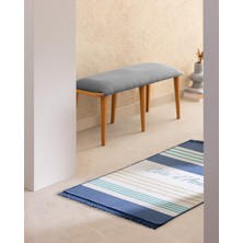 Madame Coco Rocasson Saçaklı Dokuma Kilim - 60X100 cm - Lacivert/mavi