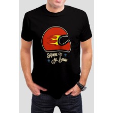 Motorcu Kask Baskılı Siyah Tişört C829