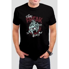 Stay Freak Baskılı Siyah Tişört C831