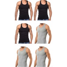 Maruf Shop 6 Adet Erkek Slim Fit Dar Kalıp Likralı Penye Sporcu Atleti(Rambo Atleti)