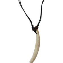 Profisher Tibet Tribal Gerçek Diş Kolye 4-5cm Beyaz Renk Boy Ayarlı Kordon