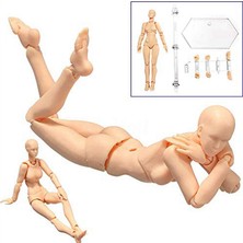 Bearrt Body Doll, Sanatçı Mankeni Blockhead Eklemli Manken Çizim Figürleri Erkek+Kadın Seti (Gri) (Yurt Dışından)