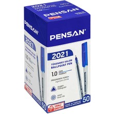 Pensan Tükenmez Kalem Üçgen Gövdeli Şeffaf Mavi 50 Li