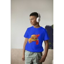 Bubuga Erkek Çocuk Pamuk Hamburger Baskılı Kısa Kol Tshirt