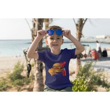 Bubuga Erkek Çocuk Pamuk Hamburger Baskılı Kısa Kol Tshirt