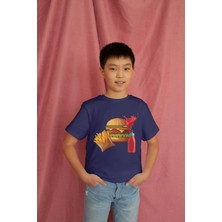 Bubuga Erkek Çocuk Pamuk Hamburger Baskılı Kısa Kol Tshirt