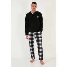 Buratti Ekose Regular Fit Bisiklet Yaka Kışlık Polar Pijama Takımı Erkek Pijama Takımı 609610013W4
