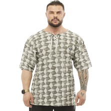 Big Sam Geniş Kesim Bağcıklı Natural T-Shirt Big Sam 2815