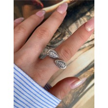 Pinery Jewels Vıp Seri - Iri Damla Zirkon Taşlı Ayarlanabilir Altın Kaplama Kadın Yüzük