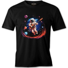 Lord T-Shirt Uzayda Gitar - Astronot Siyah Erkek Tshirt