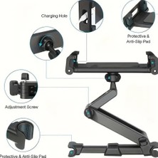 The Wlue Araç Içi Akrobat Koltuk Arkası Tablet ve Telefon Tutucu Stand Ayarlanabilir Açı 13.5cm -26CM Uyumlu