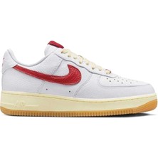 Nike Air Force 1 '07 Leather White Hakiki Deri Unisex Sneaker Ayakkabı Beyaz Kırmızı Swoosh