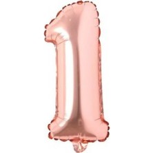 Ata Parti Dünyası 34 Inç Rose Gold Renk Rakam Folyo Balon 1 Adet Boyut 76 Cm