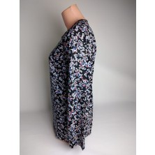 Yaşar Triko Kadın Siyah Pembe V Yaka Uzun Kollu Yanları Yırtmaçlı Yazlık Viskon Likralı Anne Penye Tişört Bluz