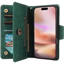 Gx Shop IPhone 16 Için Kılıf Fermuar Cüzdan Kapak Kart Tutucu Manyetik Deri ile (Yurt Dışından)